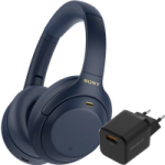 Sony WH-1000XM4 Blauw + BlueBuilt Quick Charge Oplader met Usb A Poort 18W Zwart
