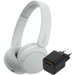 Sony WH-CH520 Wit + BlueBuilt Quick Charge Oplader met Usb A Poort 18W Zwart