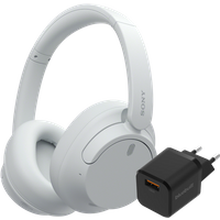 Sony WH-CH720N Wit + BlueBuilt Quick Charge Oplader met Usb A Poort 18W Zwart