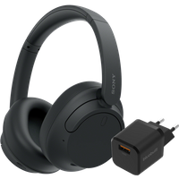 Sony WH-CH720N Zwart + BlueBuilt Quick Charge Oplader met Usb A Poort 18W Zwart